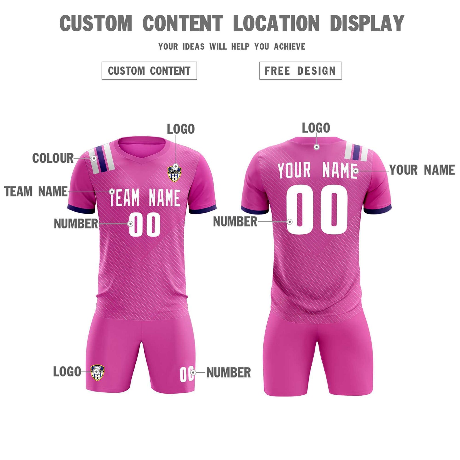 Custom Light Red Striped Sportswear Soccer Tops/Sets Jersey For Adults