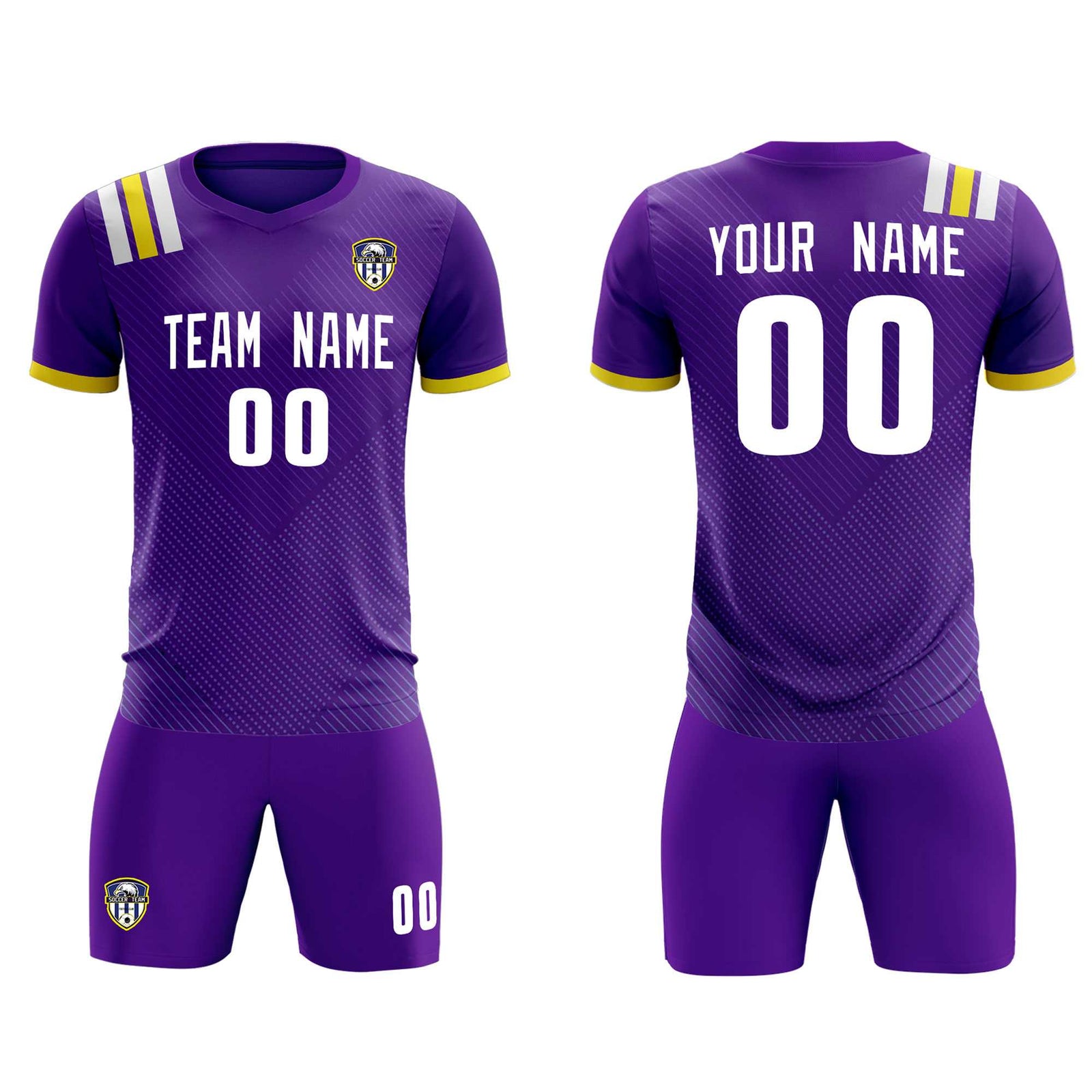 Custom Purple Striped Sportswear Soccer Tops/Sets Jersey For Adults