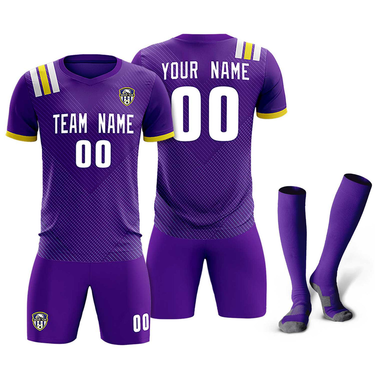 Custom Purple Striped Sportswear Soccer Tops/Sets Jersey For Adults