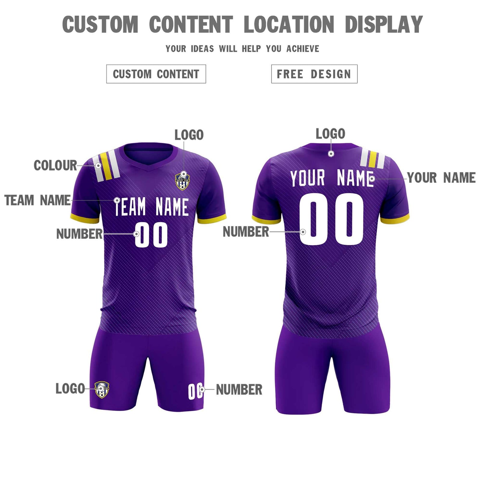 Custom Purple Striped Sportswear Soccer Tops/Sets Jersey For Adults