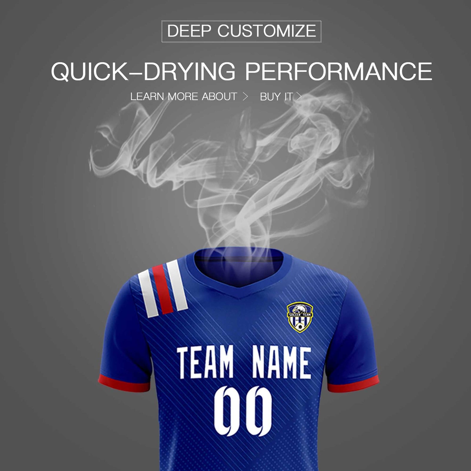 Custom Royal Striped Sportswear Soccer Tops/Sets Jersey For Adults