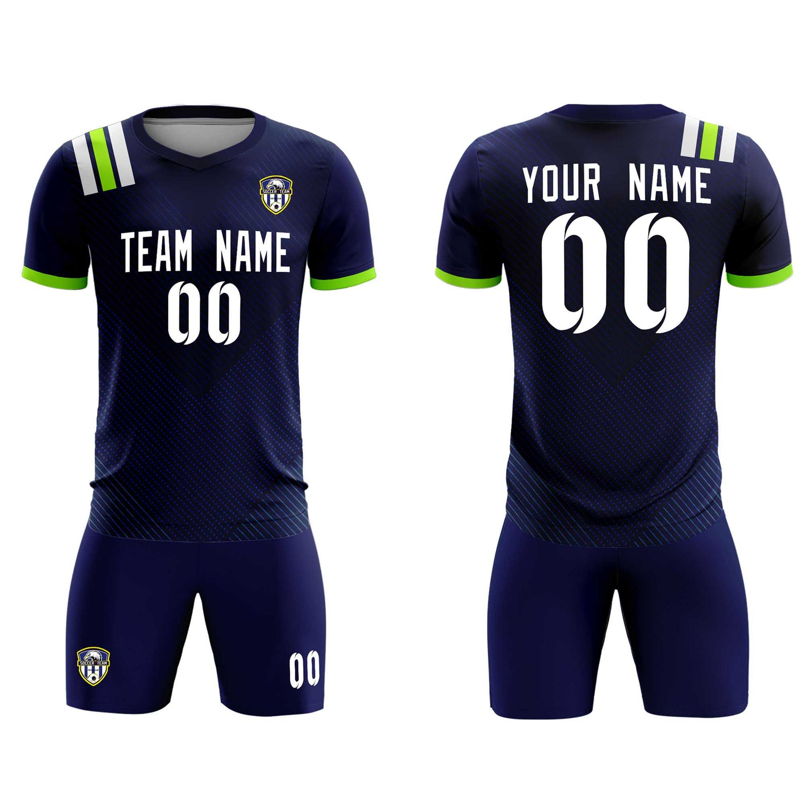 Custom Navy Striped Sportswear Soccer Tops/Sets Jersey For Adults