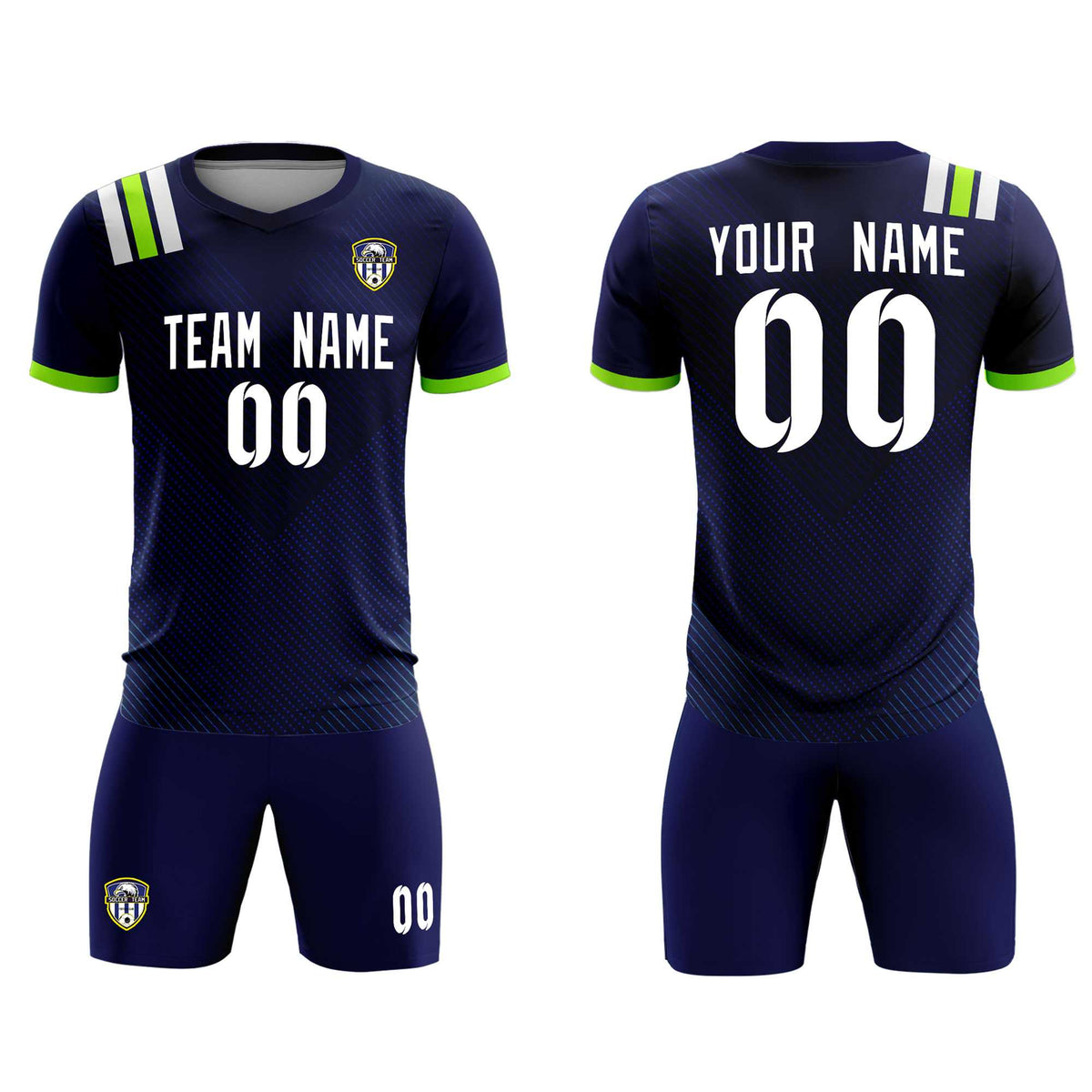 Custom Navy Striped Sportswear Soccer Tops/Sets Jersey For Adults