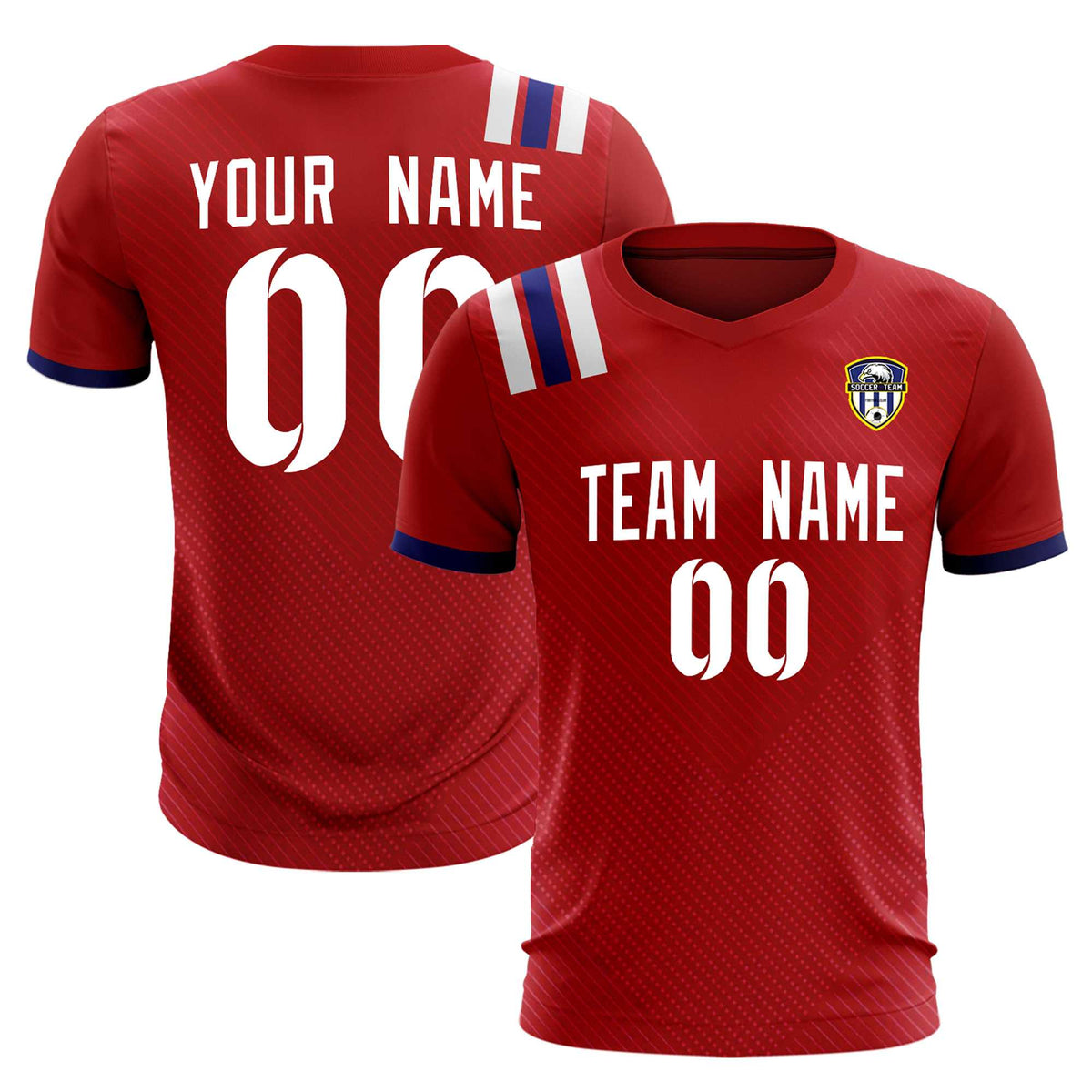 Custom Red Striped Sportswear Soccer Tops/Sets Jersey For Adults