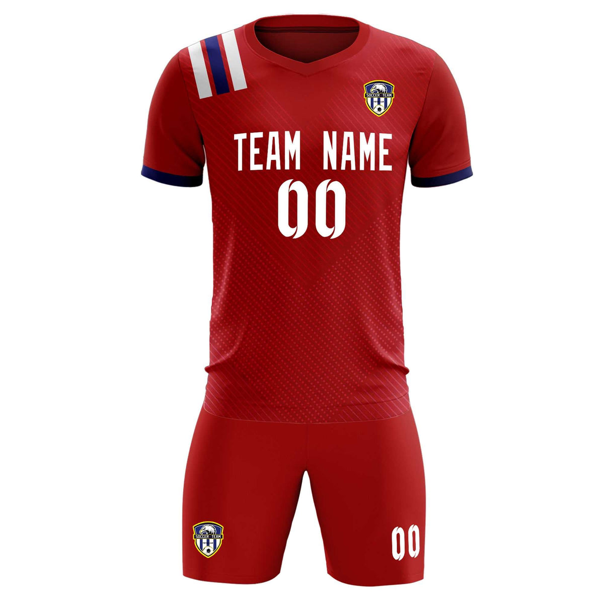 Custom Red Striped Sportswear Soccer Tops/Sets Jersey For Adults