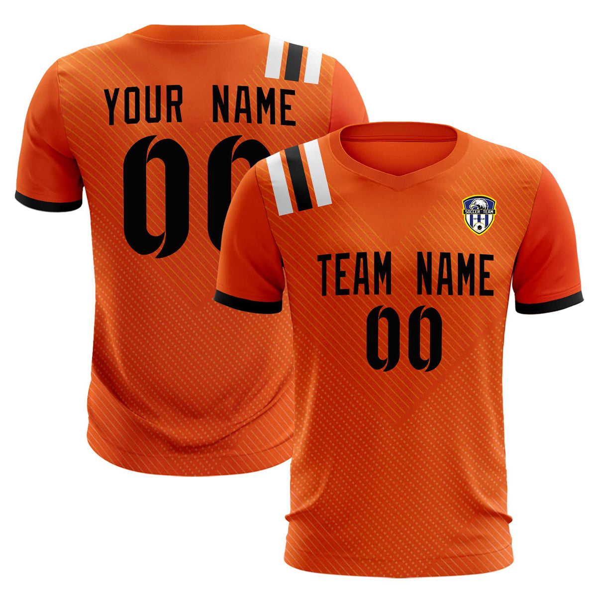 Custom Orange Striped Sportswear Soccer Tops/Sets Jersey For Adults