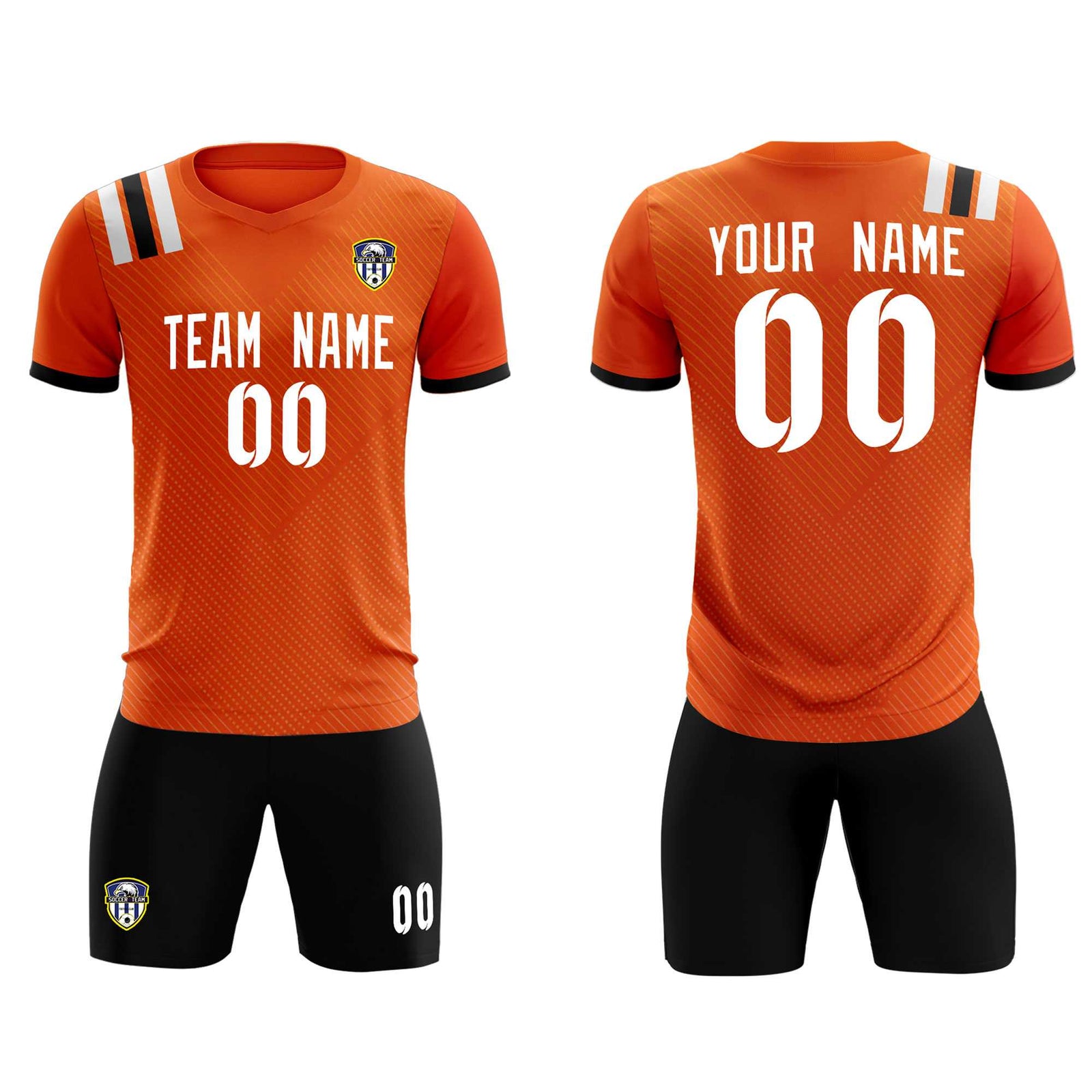Custom Orange Striped Sportswear Soccer Tops/Sets Jersey For Adults