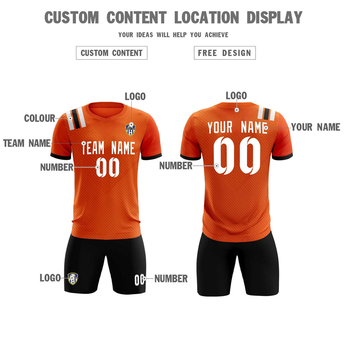 Custom Orange Striped Sportswear Soccer Tops/Sets Jersey For Adults
