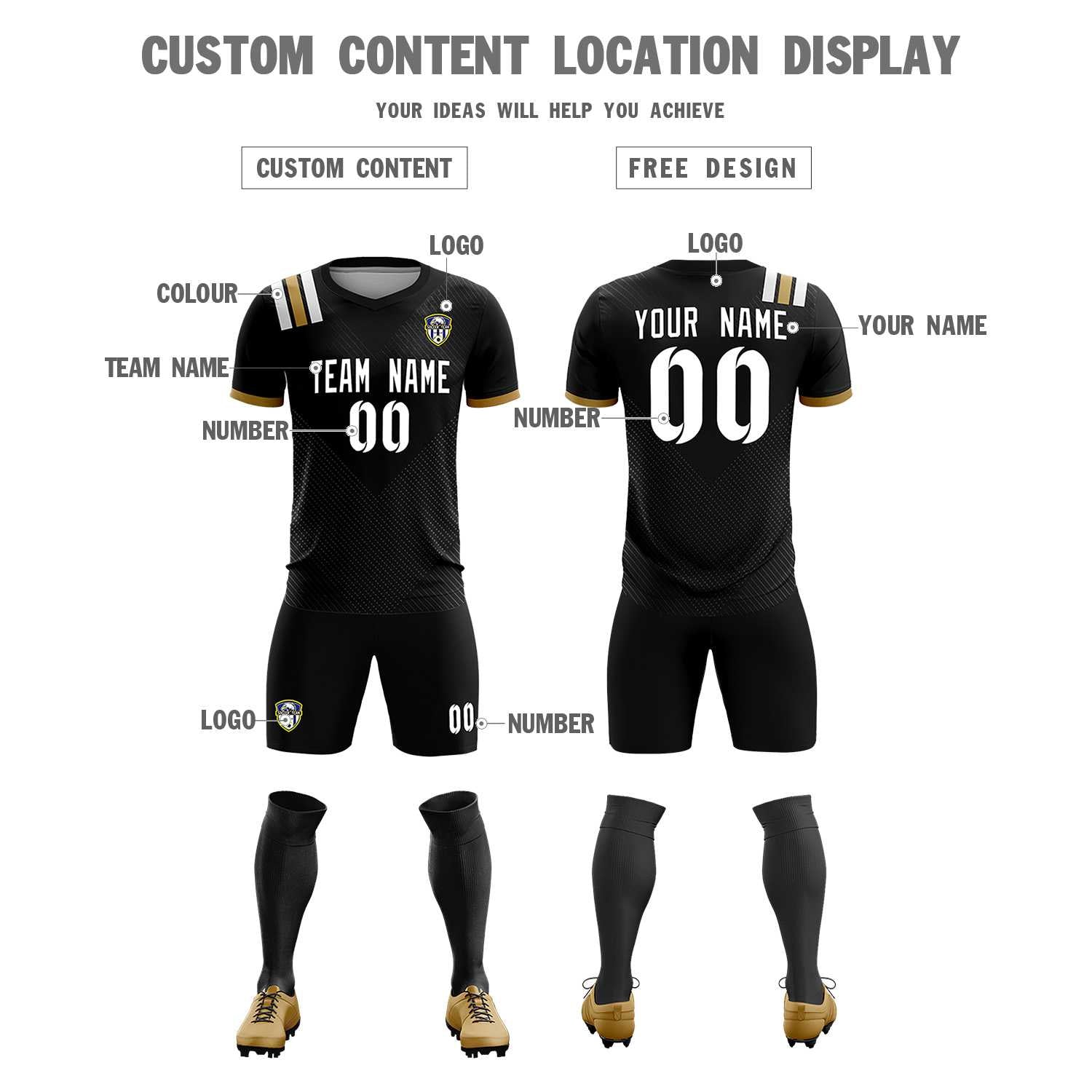 Custom Black Striped Sportswear Soccer Tops/Sets Jersey For Adults