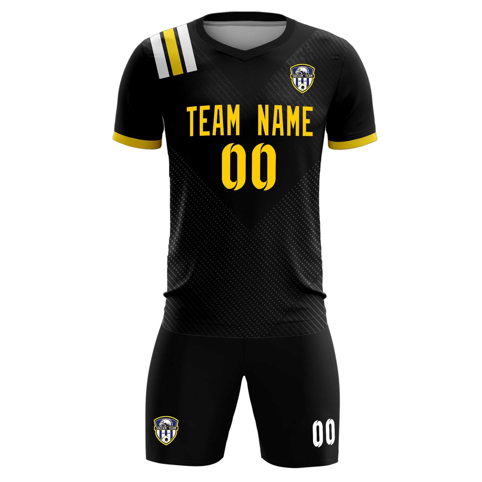 Custom Black Striped Sportswear Soccer Tops/Sets Jersey For Adults
