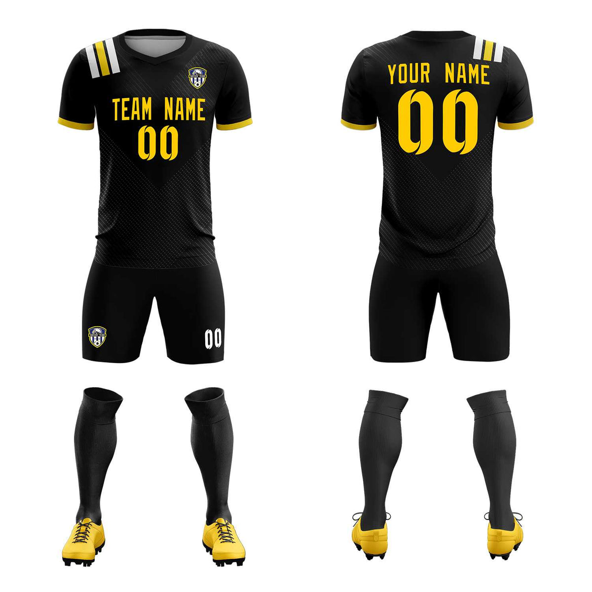 Custom Black Striped Sportswear Soccer Tops/Sets Jersey For Adults