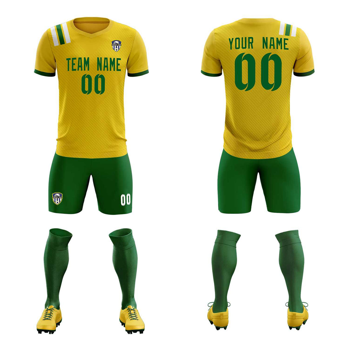 Custom Gold Striped Sportswear Soccer Tops/Sets Jersey For Adults