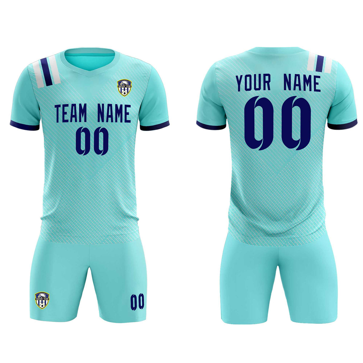 Custom Sky Blue Striped Sportswear Soccer Tops/Sets Jersey For Adults