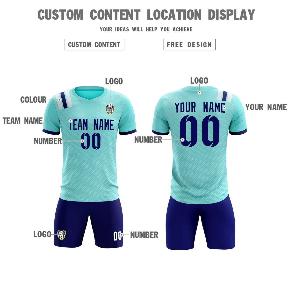 Custom Sky Blue Striped Sportswear Soccer Tops/Sets Jersey For Adults
