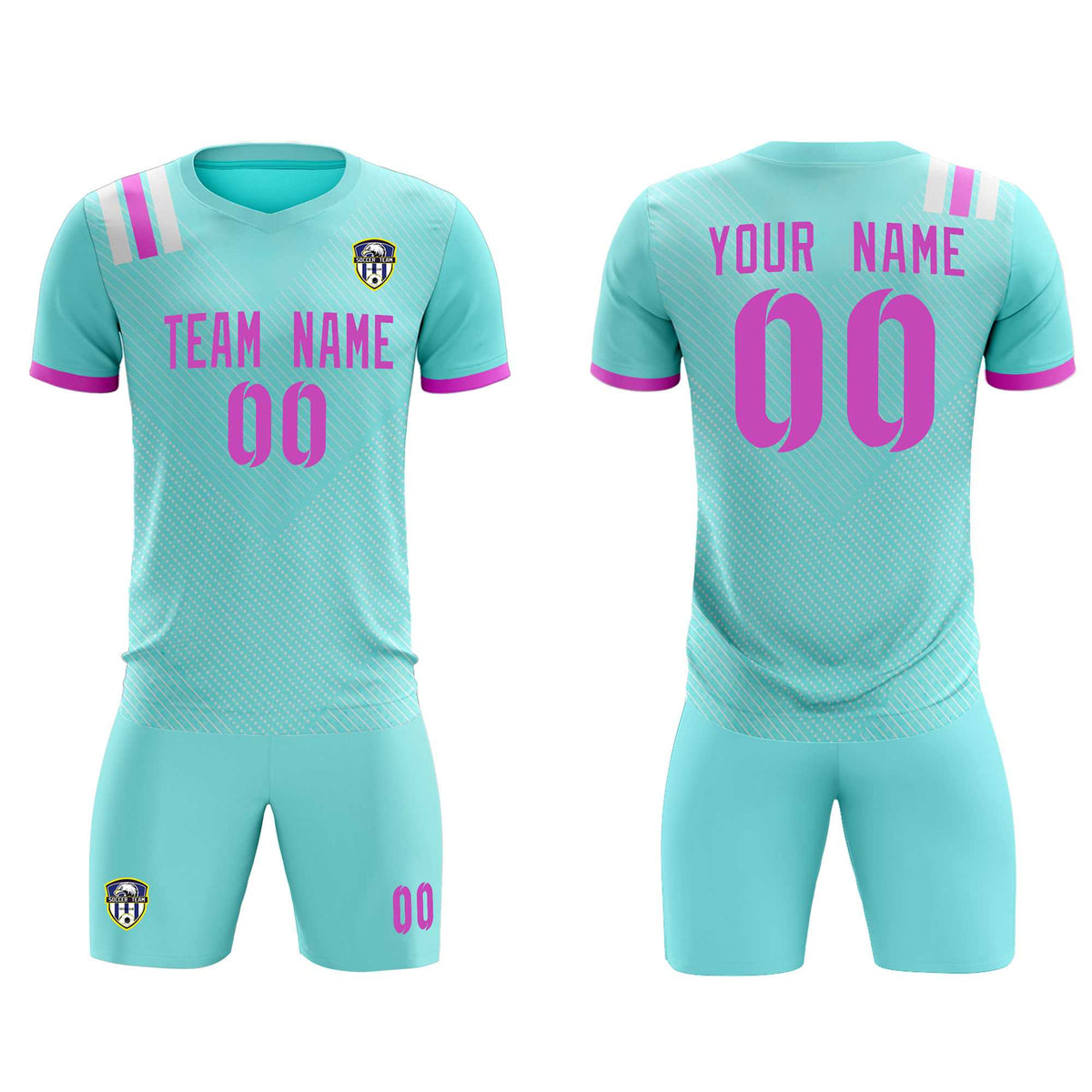 Custom Light Blue Striped Sportswear Soccer Tops/Sets Jersey For Adults