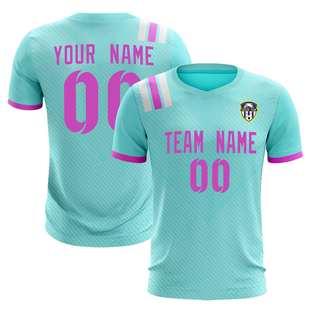 Custom Light Blue Striped Sportswear Soccer Tops/Sets Jersey For Adults