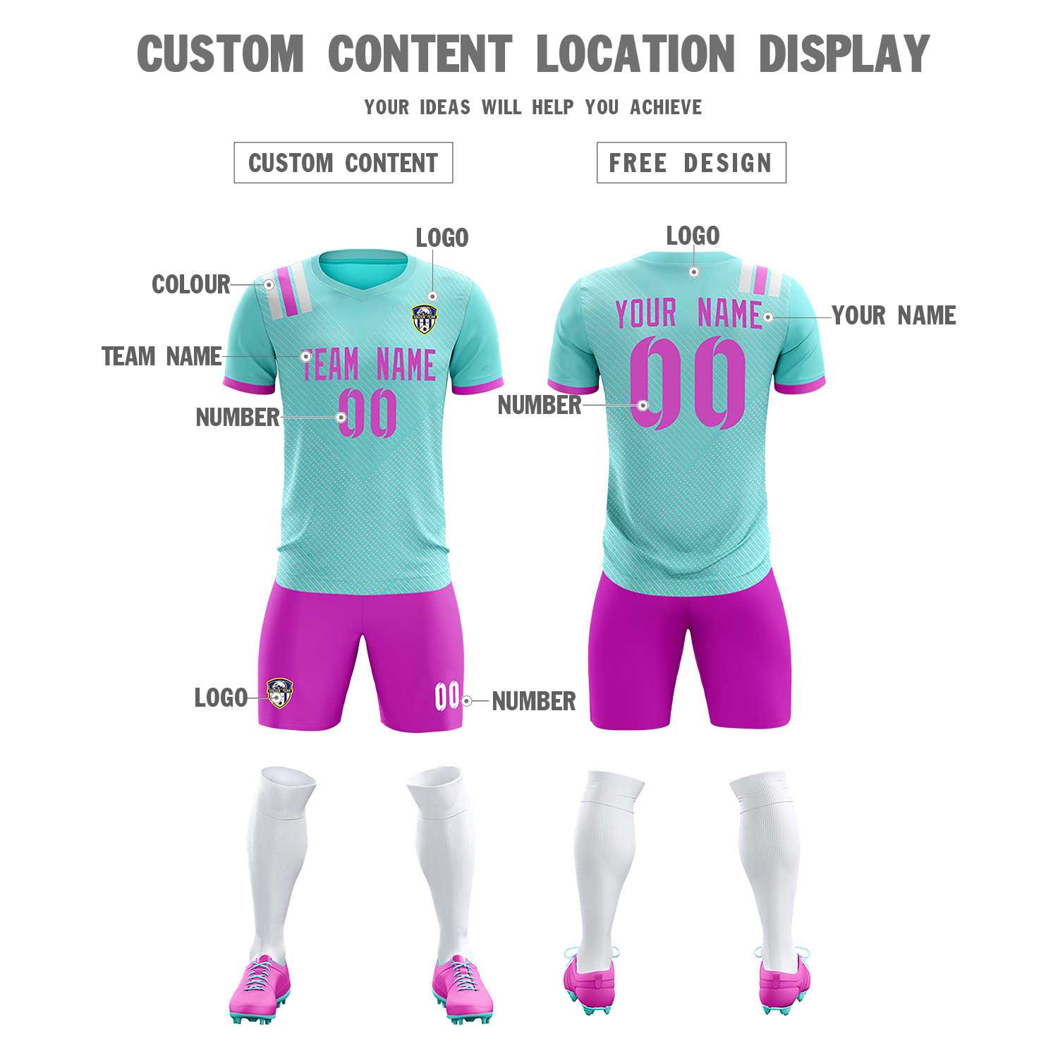 Custom Light Blue Striped Sportswear Soccer Tops/Sets Jersey For Adults