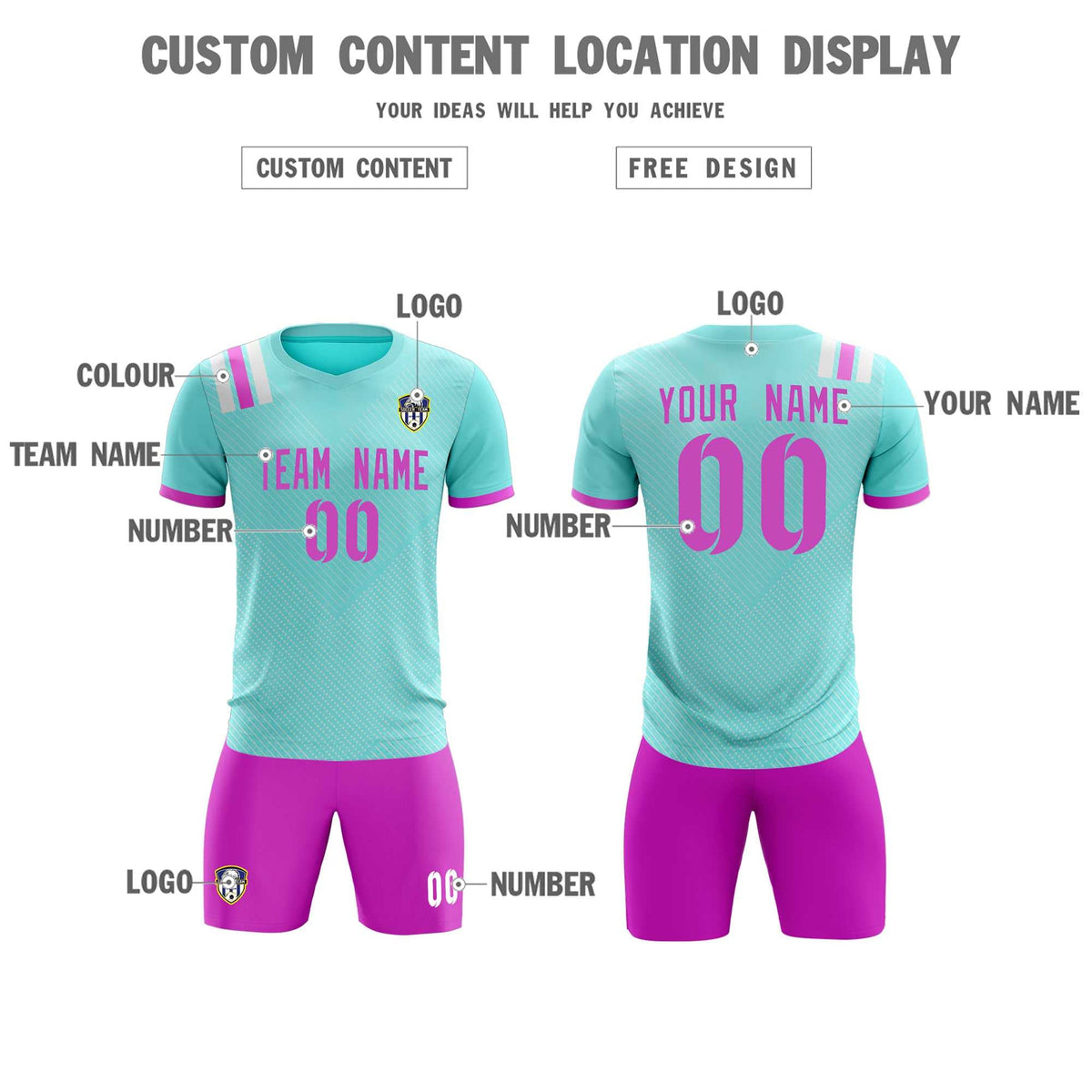 Custom Light Blue Striped Sportswear Soccer Tops/Sets Jersey For Adults