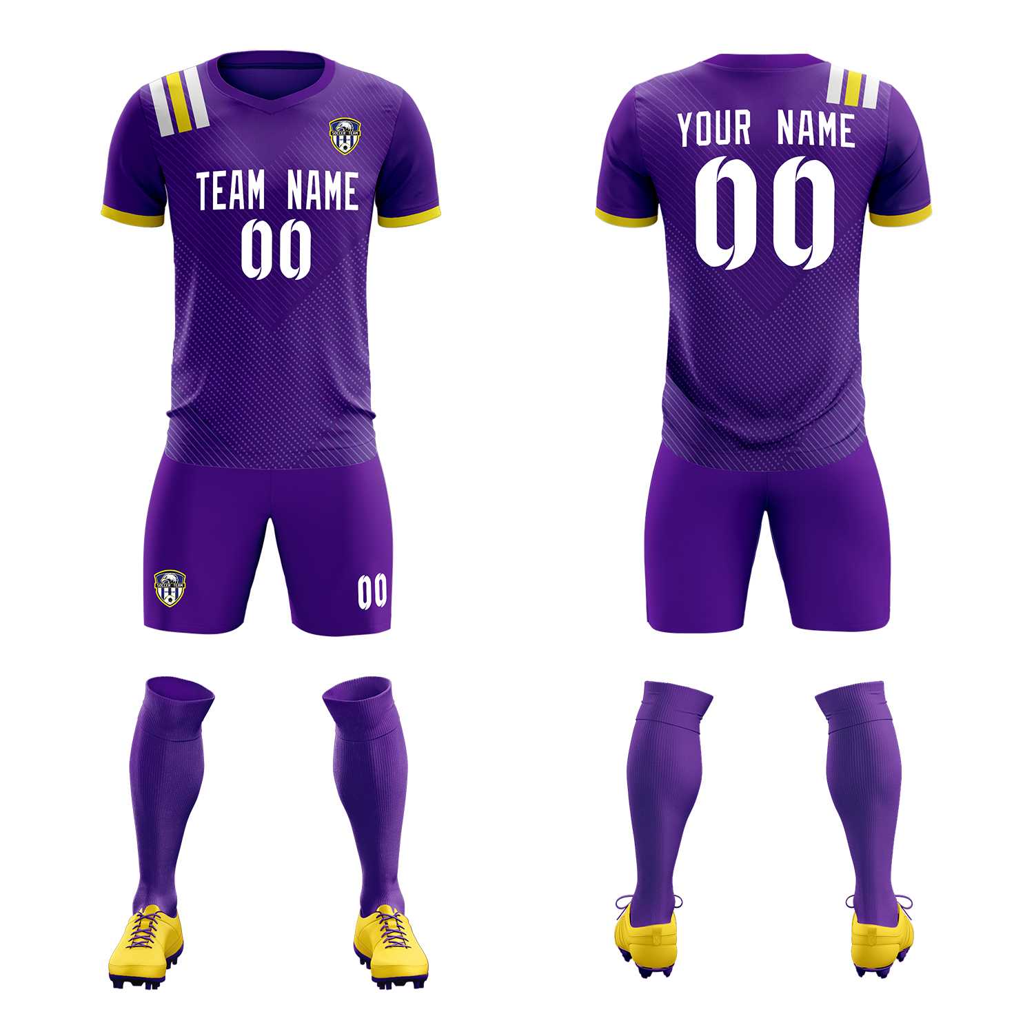Custom Purple Striped Sportswear Soccer Tops/Sets Jersey For Adults