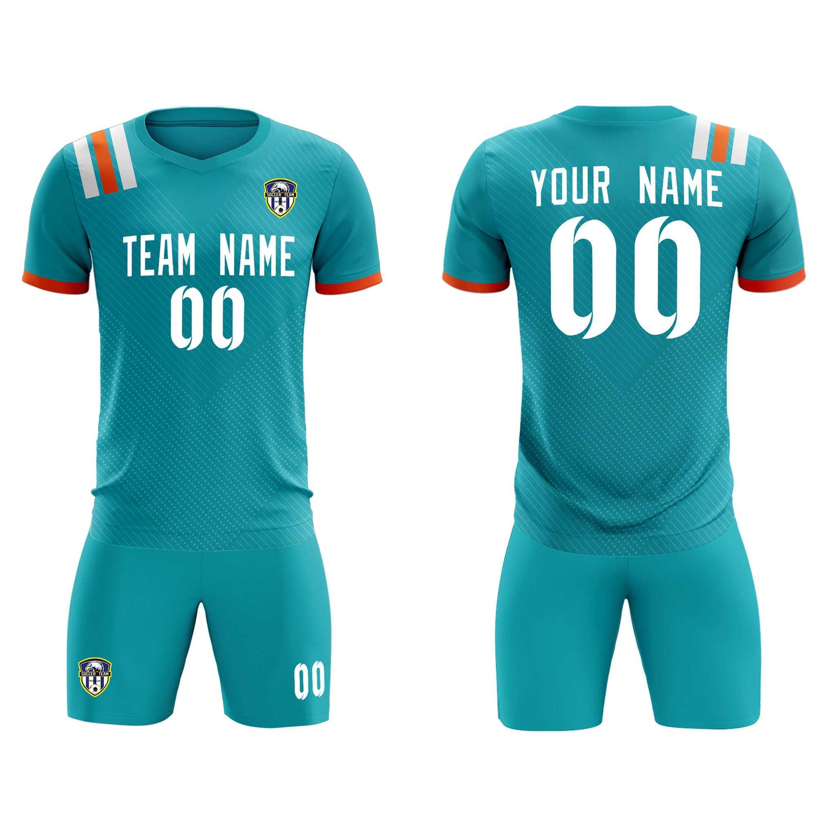 Custom Aqua Striped Sportswear Soccer Tops/Sets Jersey For Adults