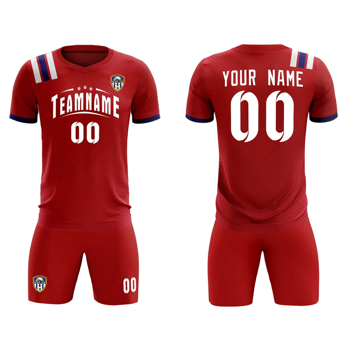 Custom Red Striped Sportswear Soccer Tops/Sets Jersey For Adults