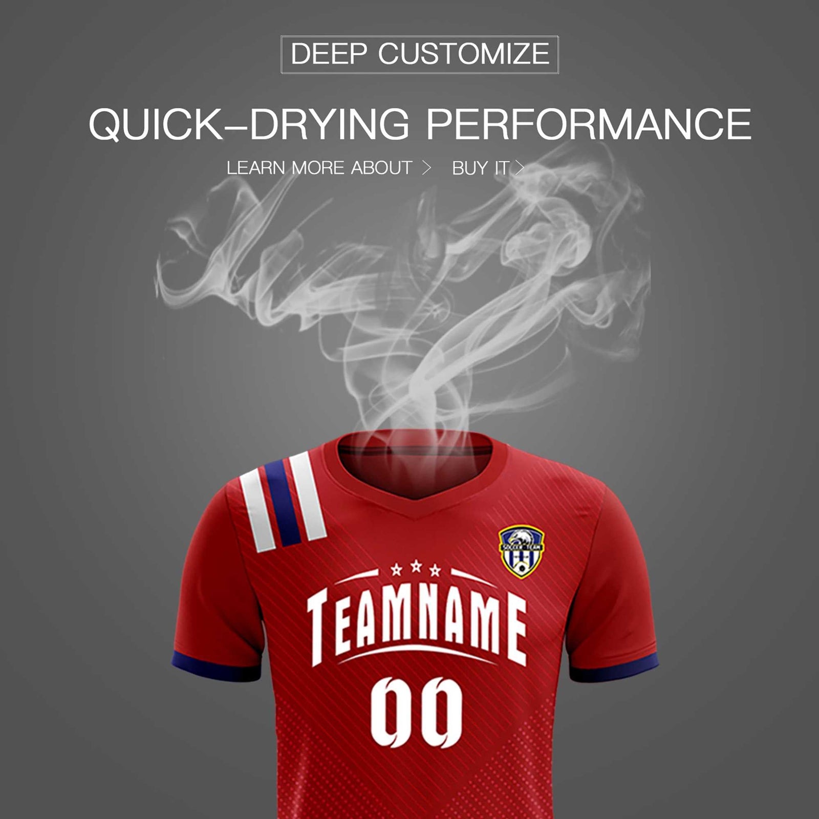 Custom Red Striped Sportswear Soccer Tops/Sets Jersey For Adults