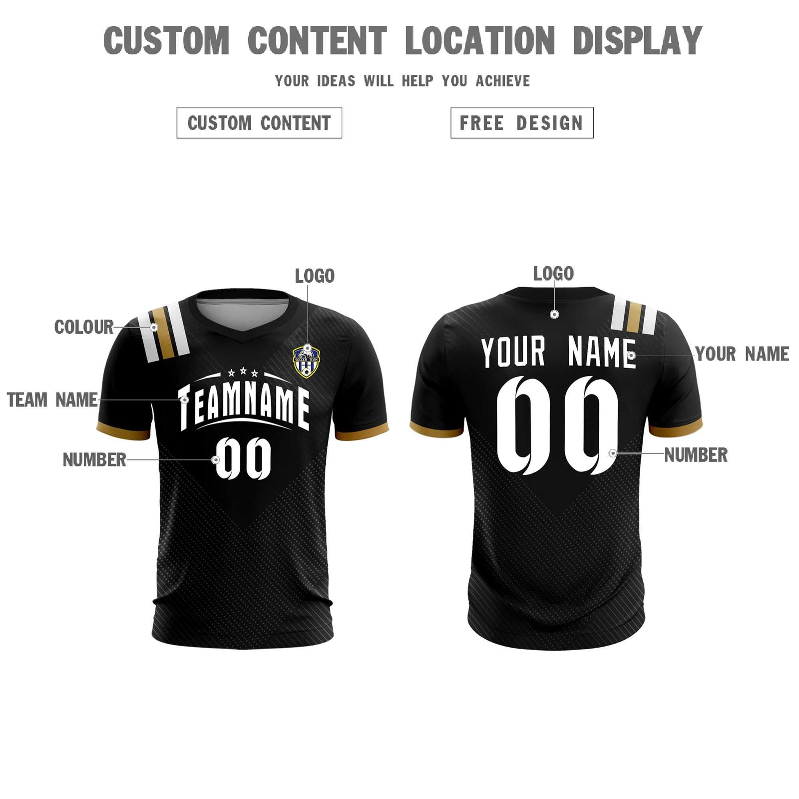 Custom Black Striped Sportswear Soccer Tops/Sets Jersey For Adults