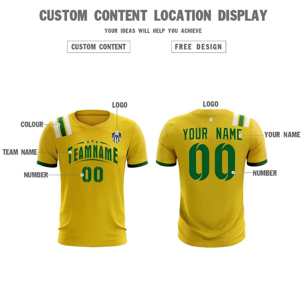 Custom Gold Striped Sportswear Soccer Tops/Sets Jersey For Adults