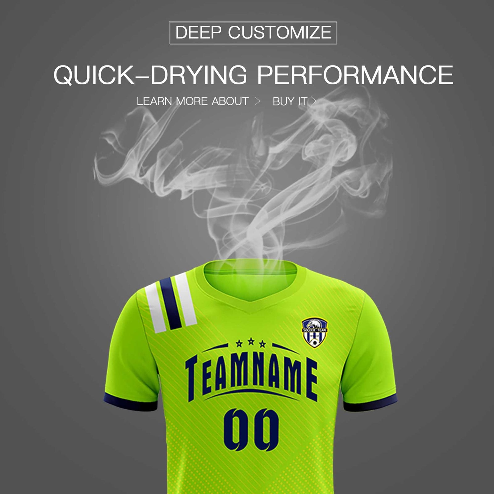 Custom Neon Green Striped Sportswear Soccer Tops/Sets Jersey For Adults