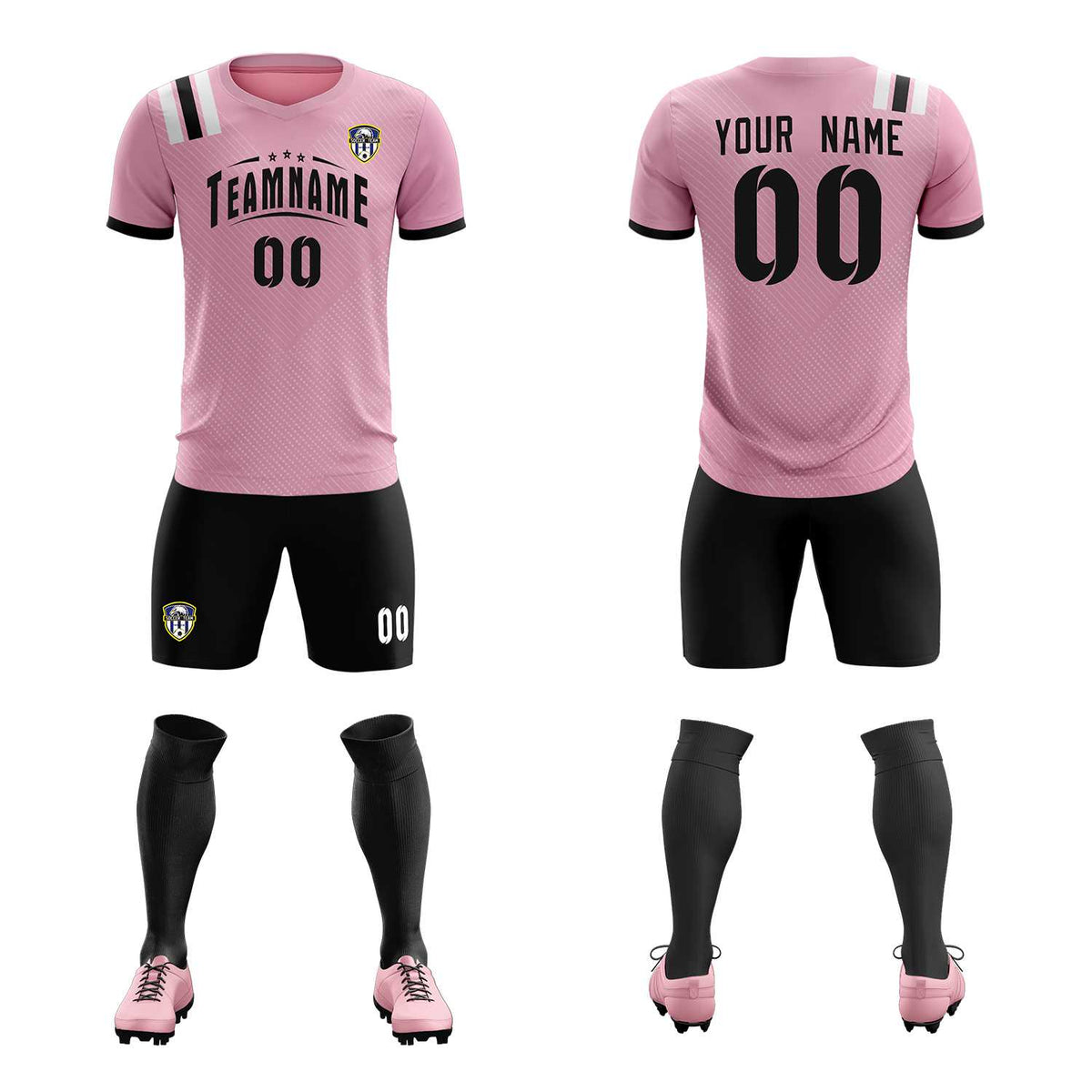 Custom Pink Striped Sportswear Soccer Tops/Sets Jersey For Adults