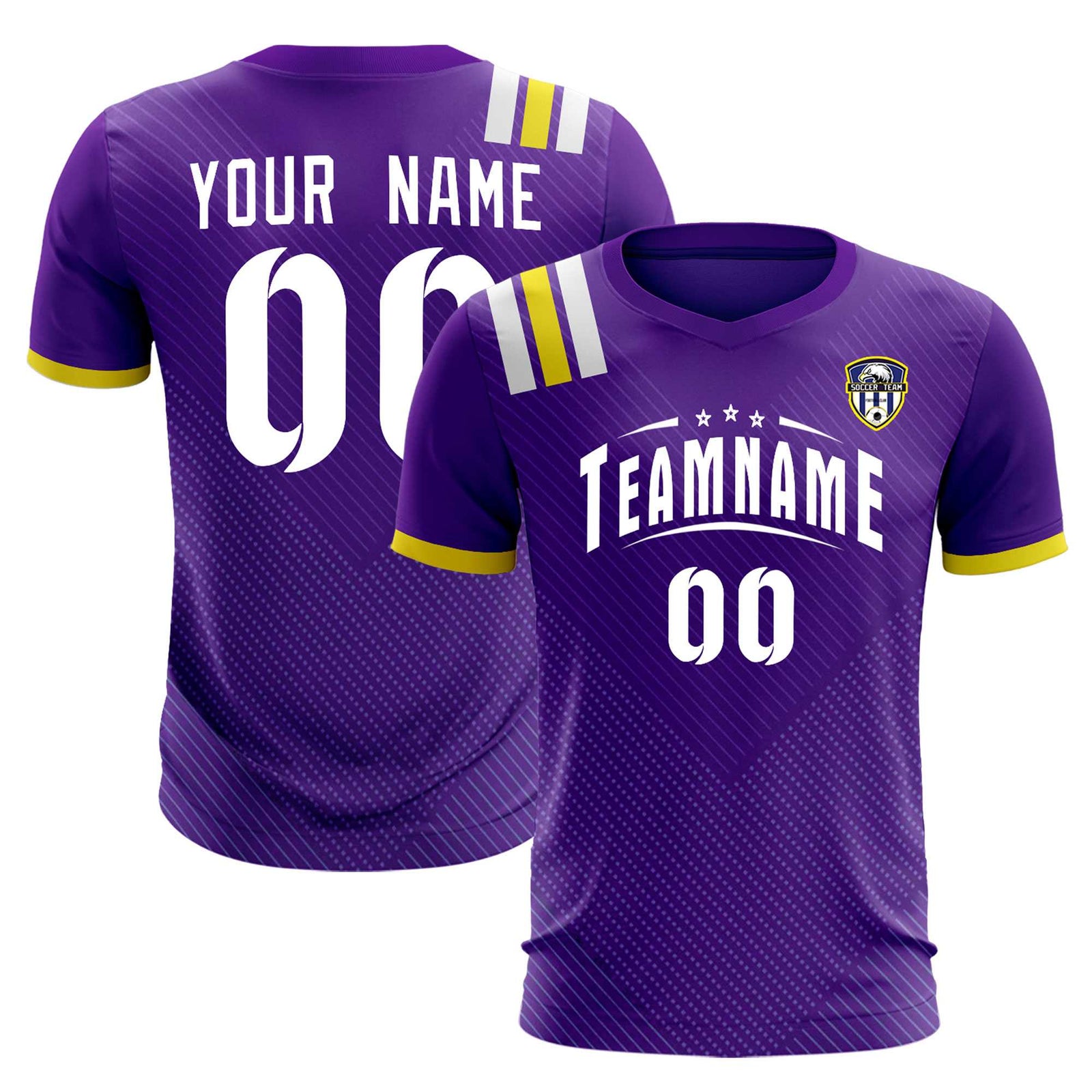 Custom Purple Striped Sportswear Soccer Tops/Sets Jersey For Adults