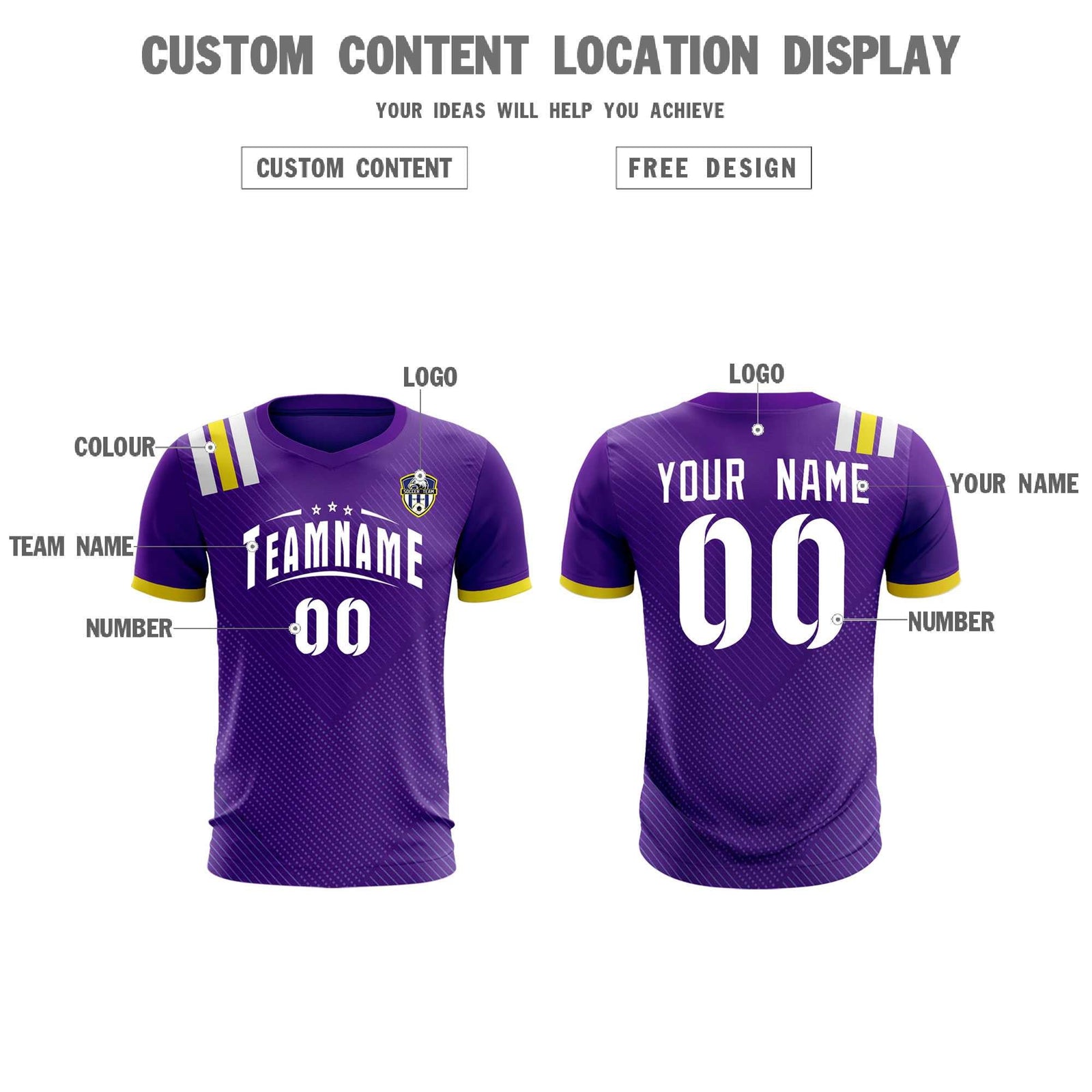 Custom Purple Striped Sportswear Soccer Tops/Sets Jersey For Adults