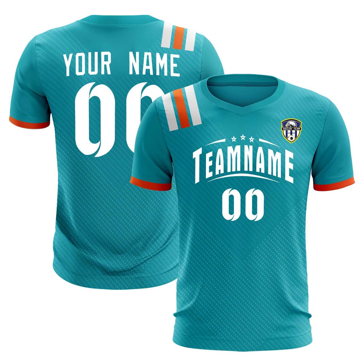 Custom Aqua Striped Sportswear Soccer Tops/Sets Jersey For Adults