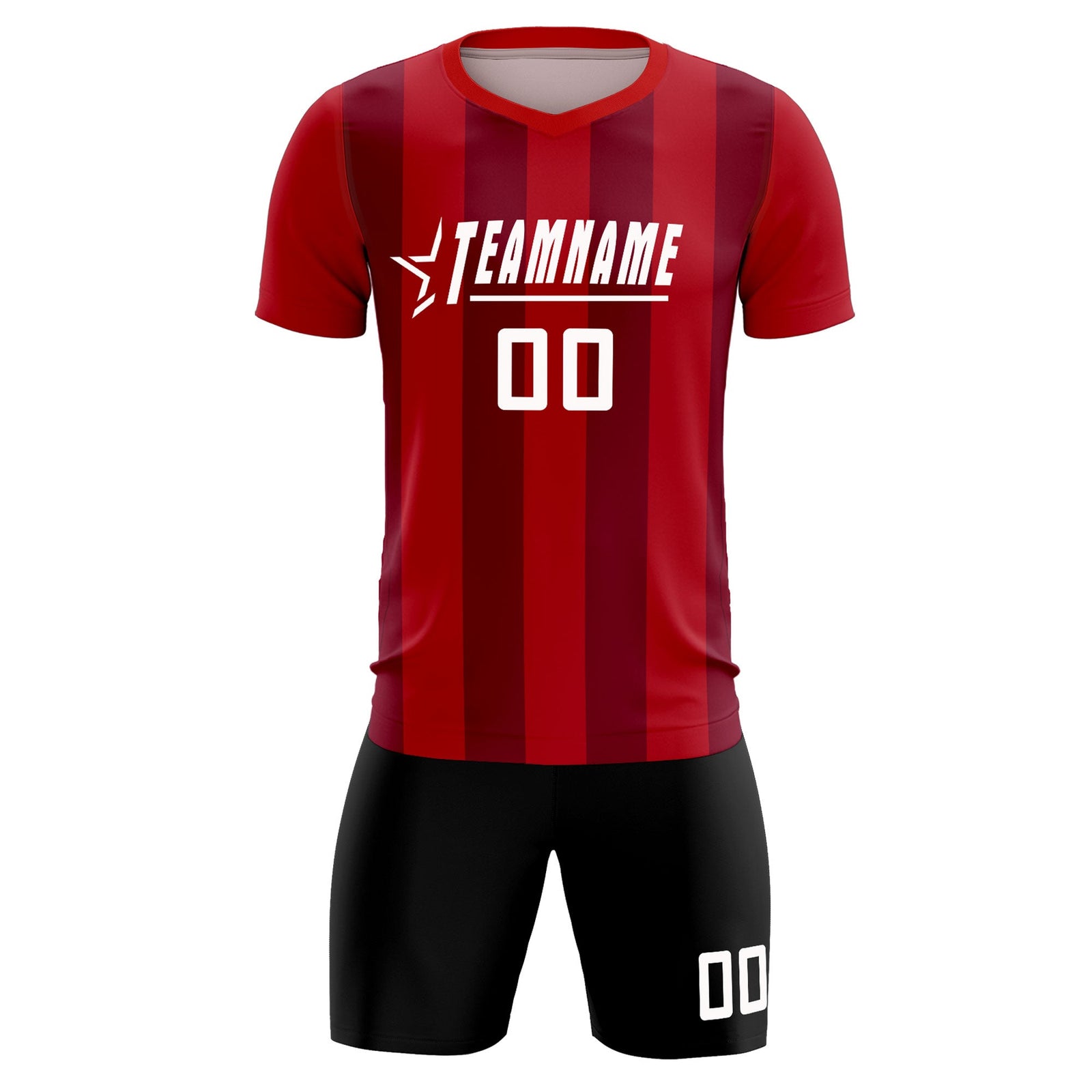 Custom Red Crimson Vertical Stripes Casual Outdoor Soccer Sets Jersey