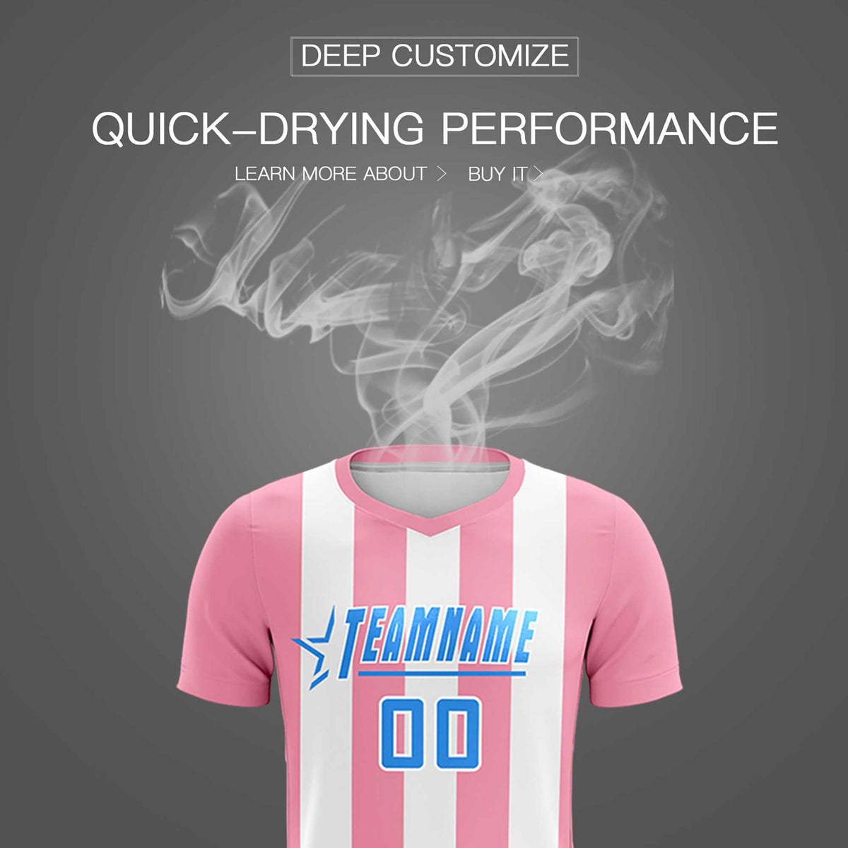 Custom White Light Pink Vertical Stripes Casual Outdoor Soccer Sets Jersey