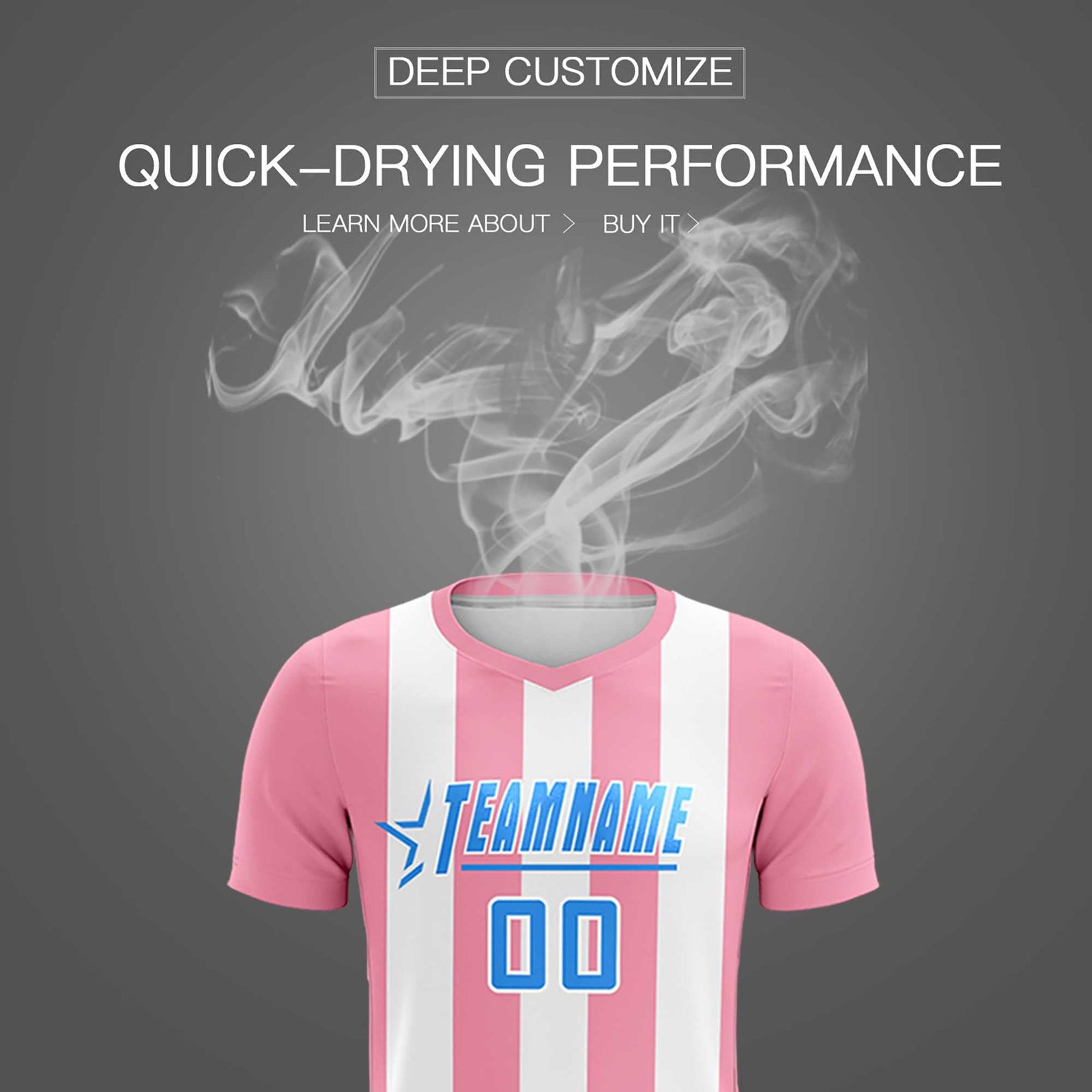 Custom White Light Pink Vertical Stripes Casual Outdoor Soccer Sets Jersey