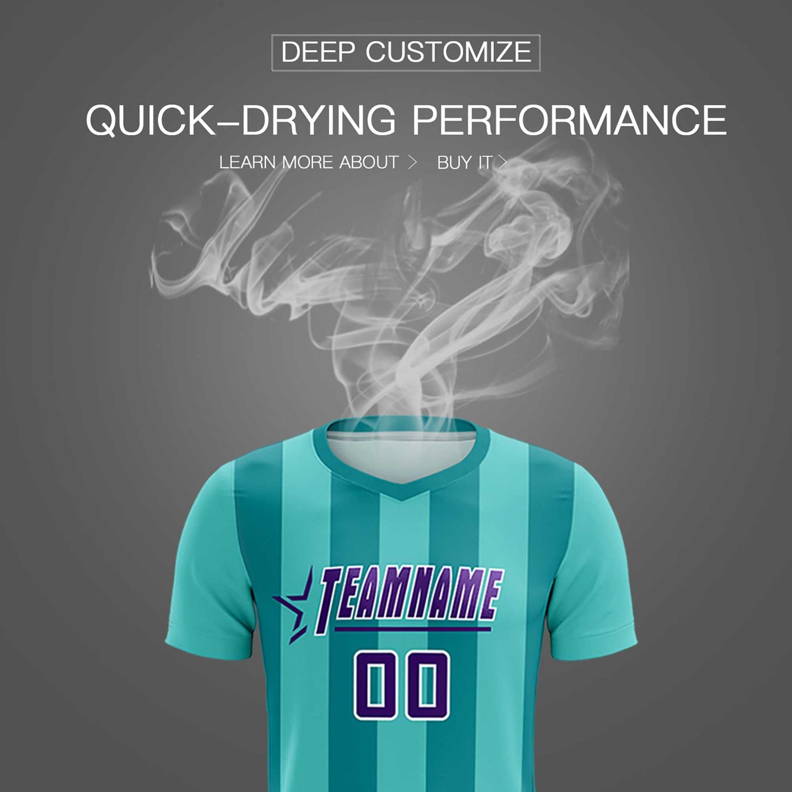 Custom Bright Green Aqua Vertical Stripes Casual Outdoor Soccer Sets Jersey