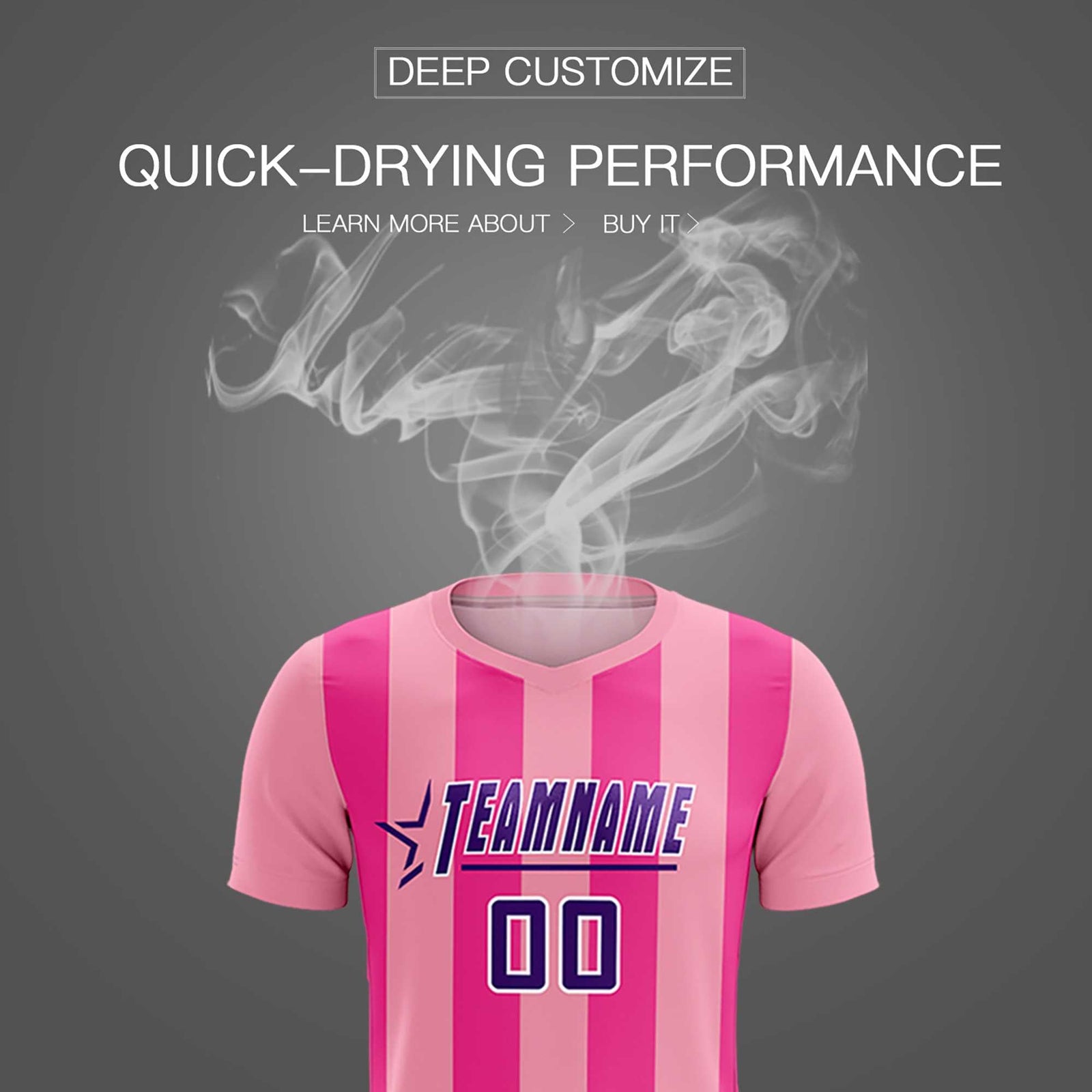 Custom Light Pink Pink Vertical Stripes Casual Outdoor Soccer Sets Jersey