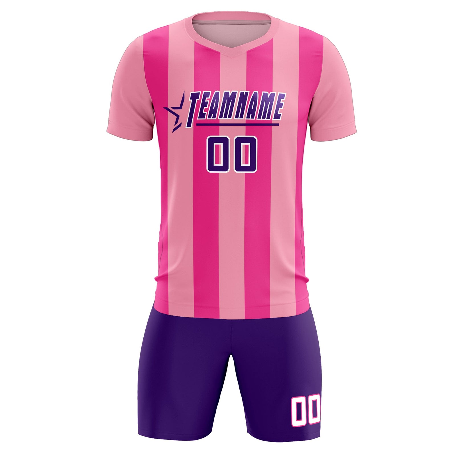 Custom Light Pink Pink Vertical Stripes Casual Outdoor Soccer Sets Jersey