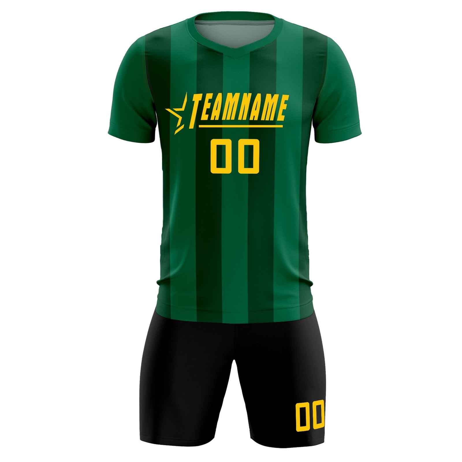 Custom Kelly Green Green Vertical Stripes Casual Outdoor Soccer Sets Jersey