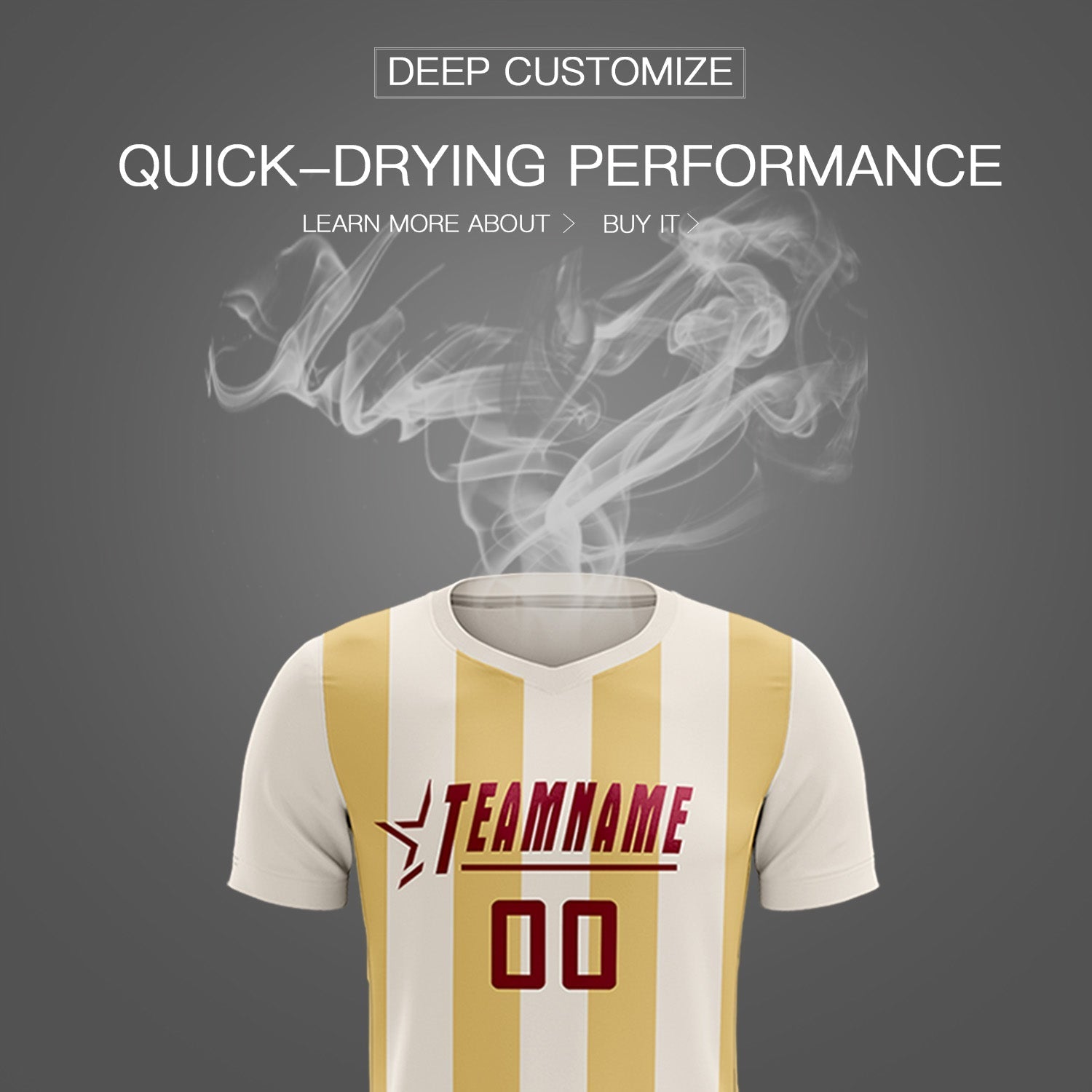 Custom Cream Khaki Vertical Stripes Casual Outdoor Soccer Sets Jersey