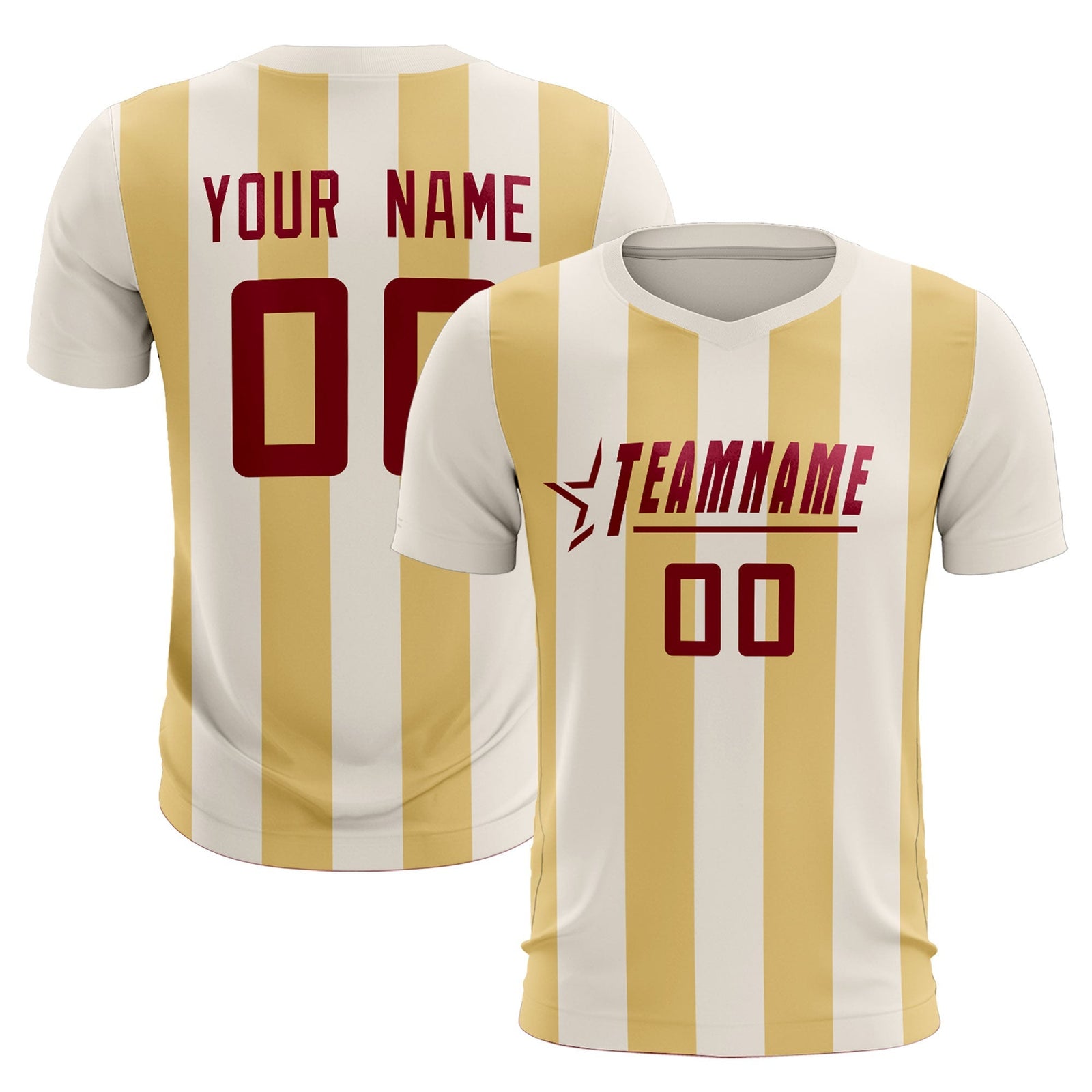 Custom Cream Khaki Vertical Stripes Casual Outdoor Soccer Sets Jersey