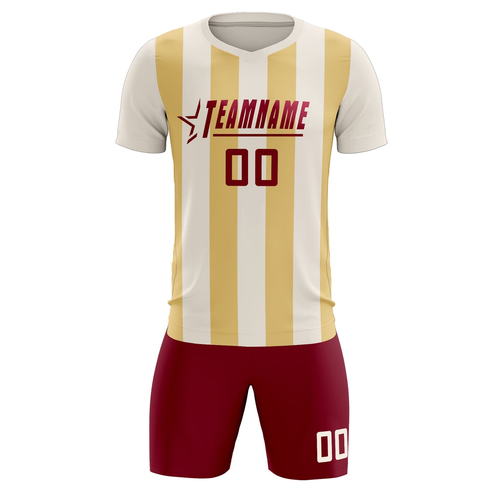 Custom Cream Khaki Vertical Stripes Casual Outdoor Soccer Sets Jersey