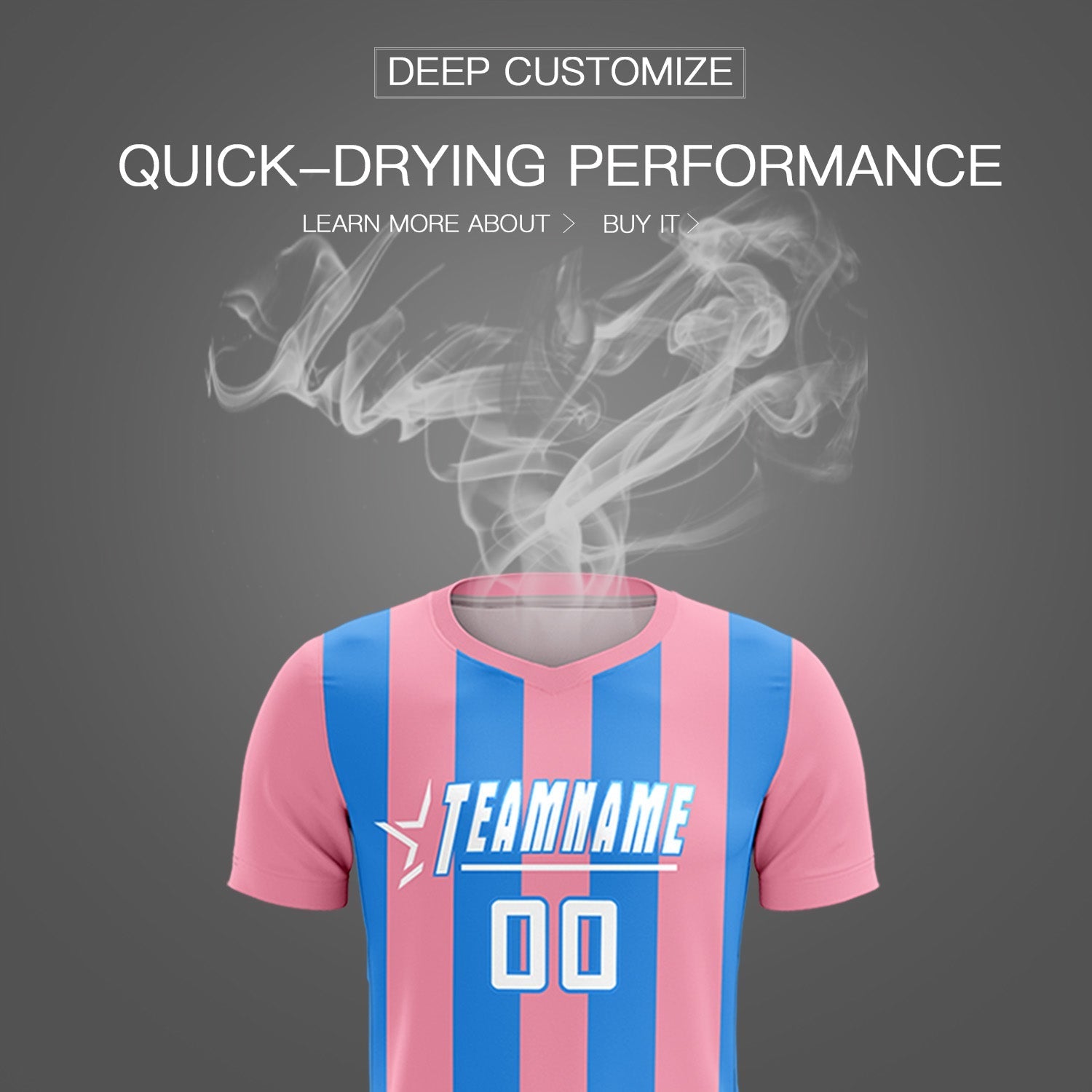 Custom Light Pink Powder Blue Vertical Stripes Casual Outdoor Soccer Sets Jersey