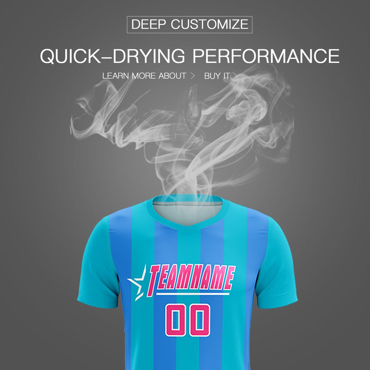 Custom Sky Blue Powder Blue Vertical Stripes Casual Outdoor Soccer Sets Jersey