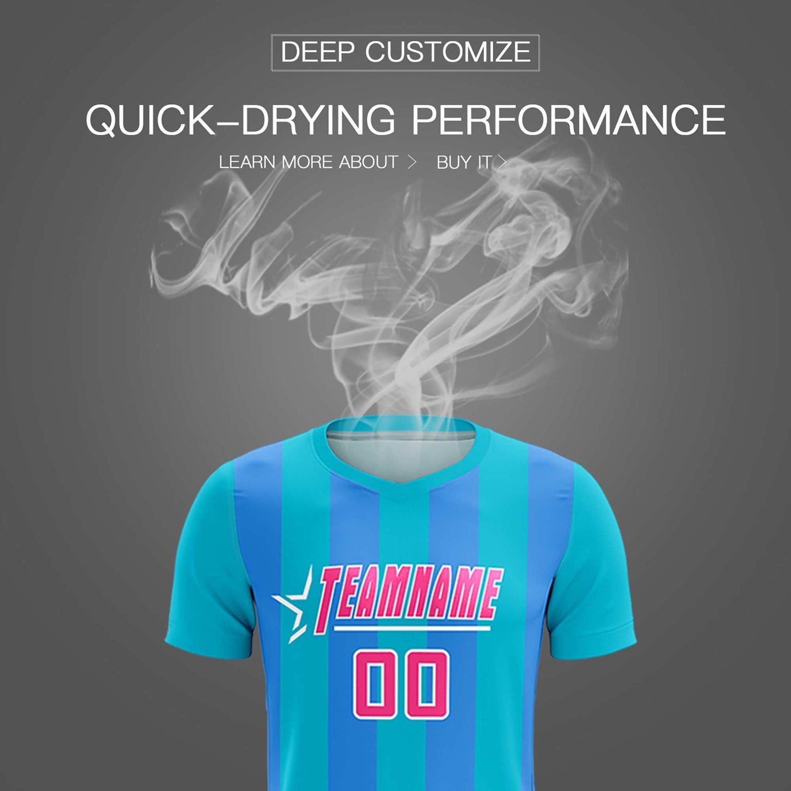 Custom Sky Blue Powder Blue Vertical Stripes Casual Outdoor Soccer Sets Jersey