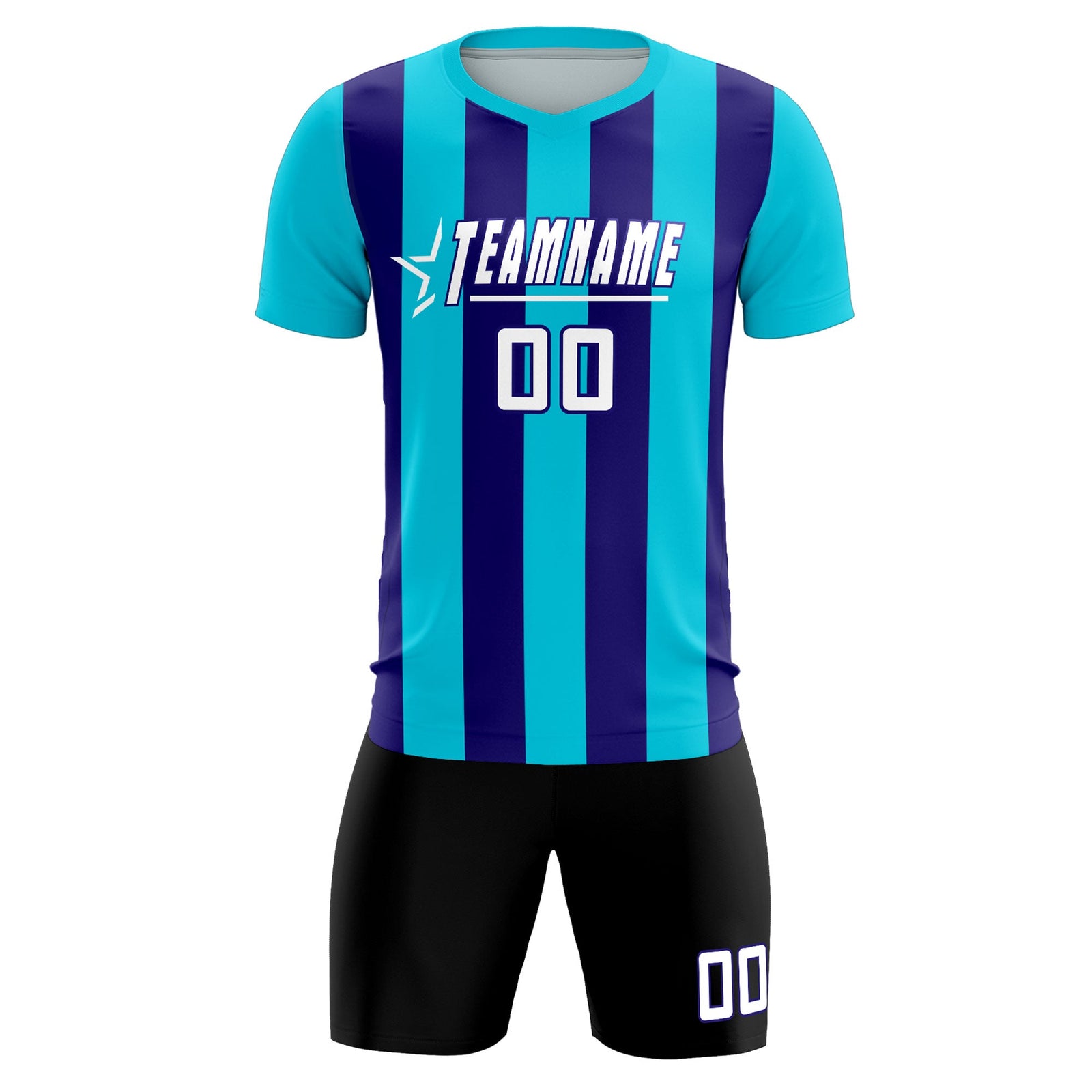 Custom Sky Blue Royal Vertical Stripes Casual Outdoor Soccer Sets Jersey
