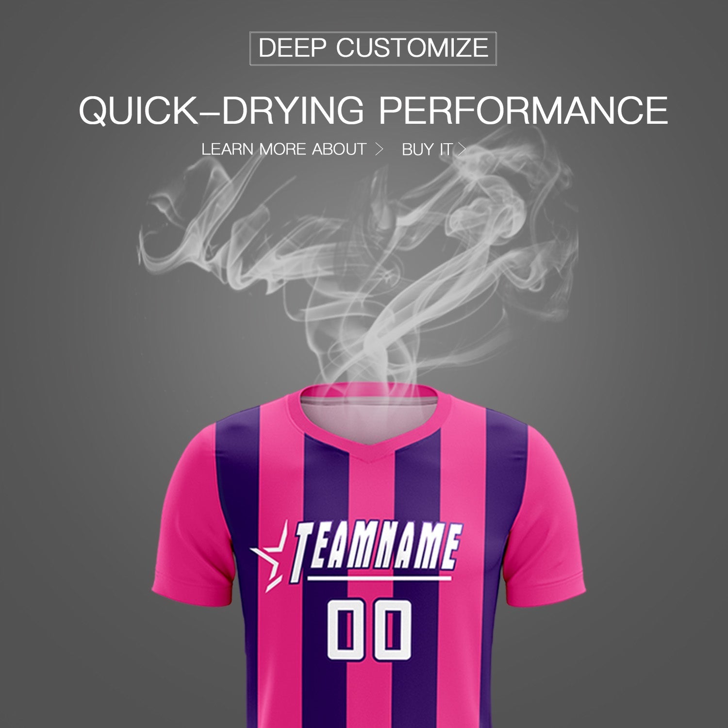 Custom Pink Purple Vertical Stripes Casual Outdoor Soccer Sets Jersey