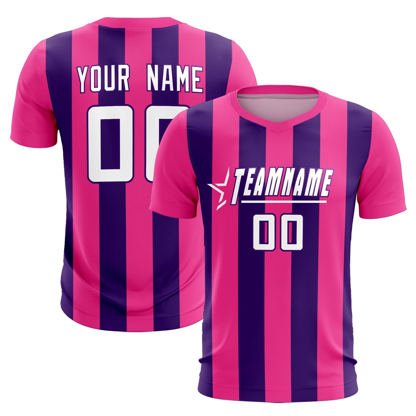 Custom Pink Purple Vertical Stripes Casual Outdoor Soccer Sets Jersey