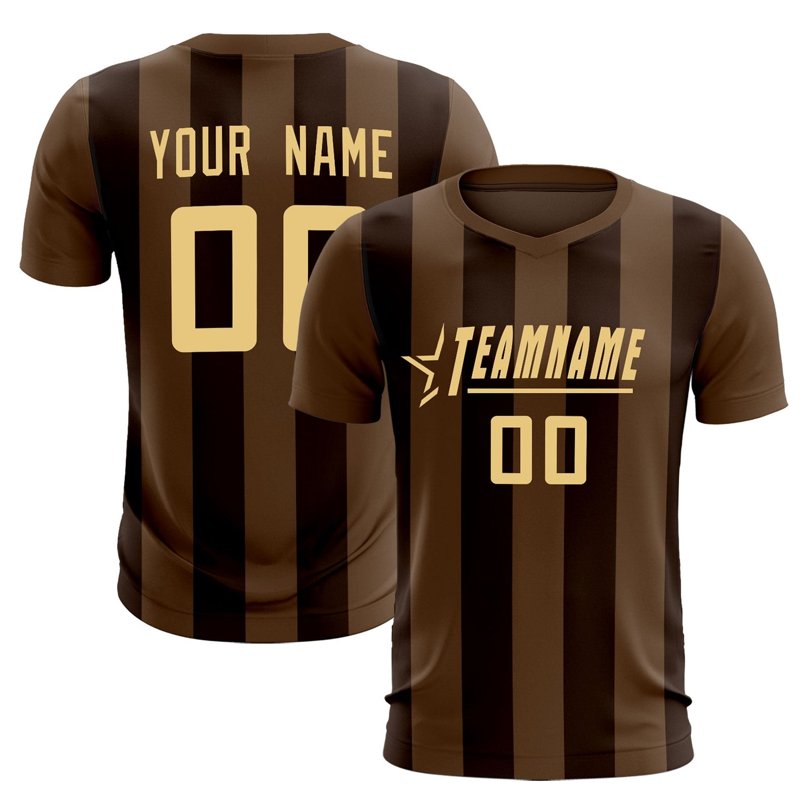 Custom Light Brown Brown Vertical Stripes Casual Outdoor Soccer Sets Jersey